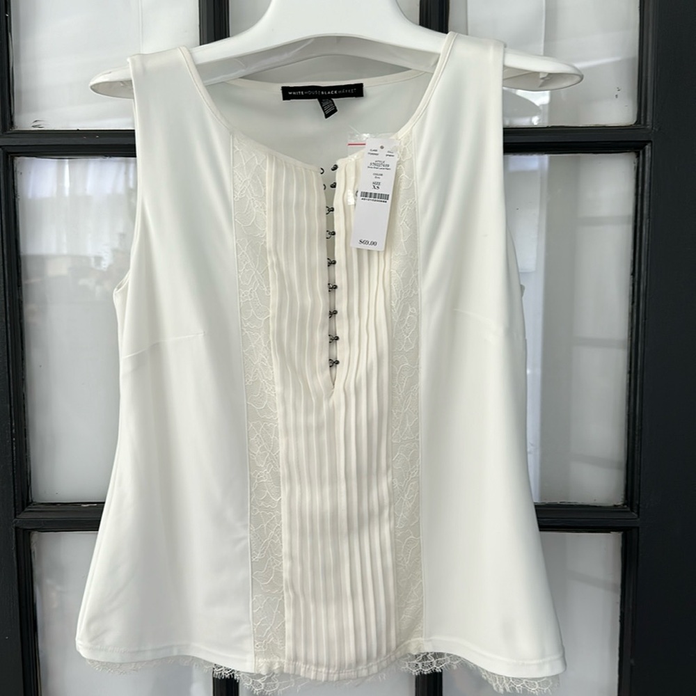 WHBM 🌸 corset fasten henley tank blouse nwt
